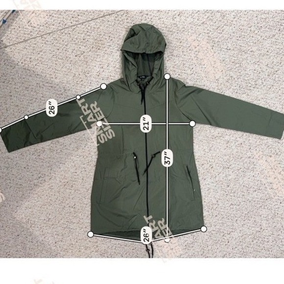 Long Tall Sally Green Hooded Rain Jacket Cinch Waist NWT US 8Tall - Picture 7 of 7